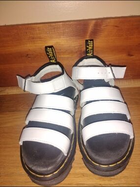 Dr. Martens White Leather Strappy Sandals